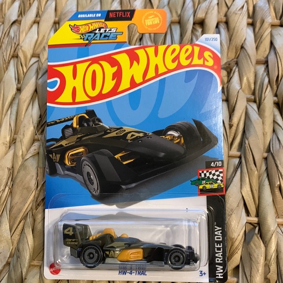 Hot Wheels Racing Car HW 4 Trac Race Day Hotwheels Racer Netflix Lets Race New - Picture 1 of 6